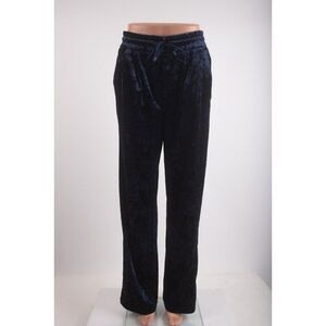 Zara Womans Pants Trousers Size XL Navy Blue Crushed Velvet Pull On 8245/600 NWT